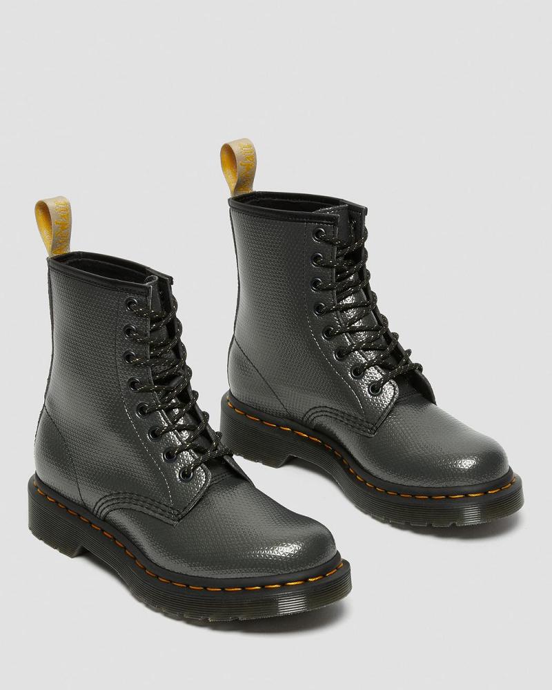 Dr Martens Vegan 1460 Metallic Emboss Snørestøvler Dame Grå | DK 224VRW